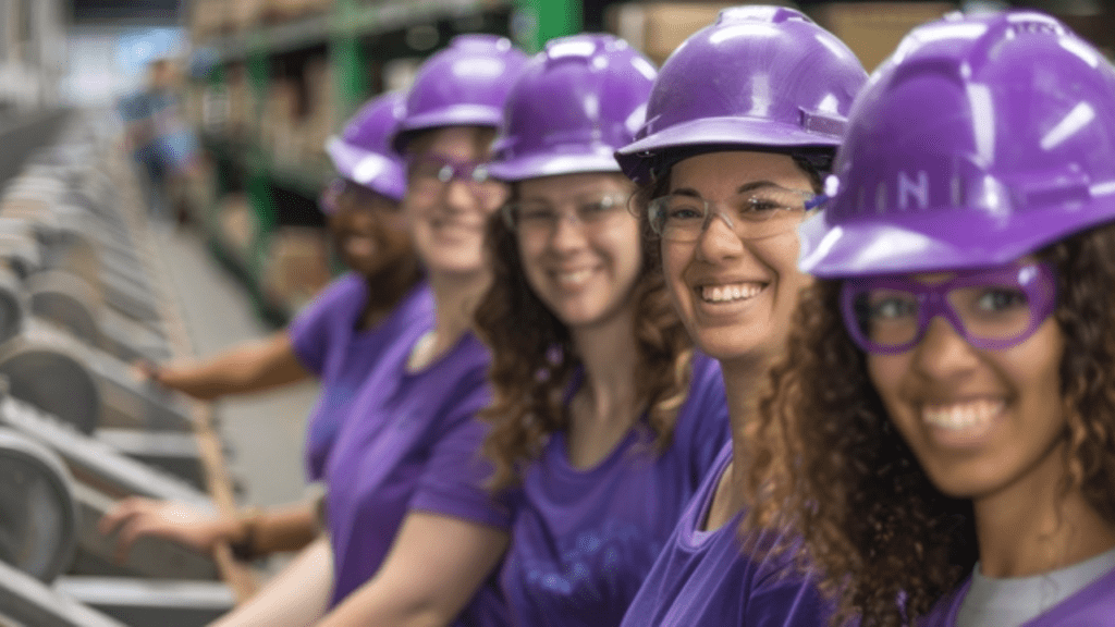 Ladies with PPE in the workplace