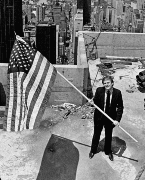 Trump in NYC with flag