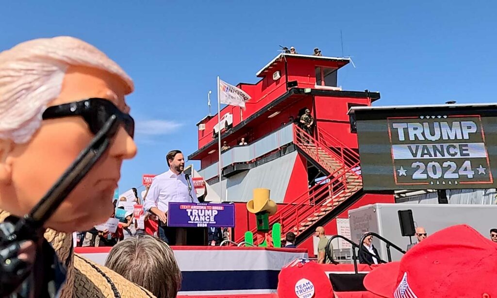 Trumpinator watches J.D. Vance at the Tucson Speedway in Arizona