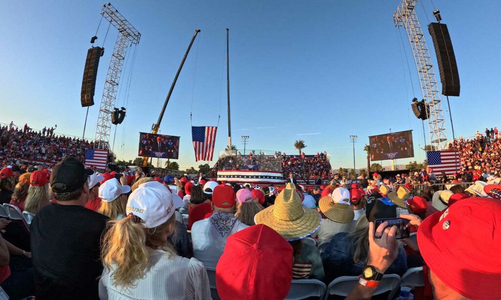 Wide Angle view of the huge audience at the Coachella Trump Rally