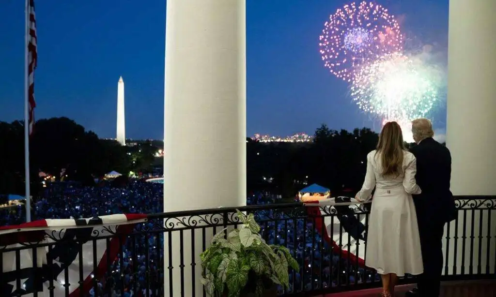 President Trump and First Lady Melania Trump and Crowd Watch D.C. Fireworks on the 4th of July 2025