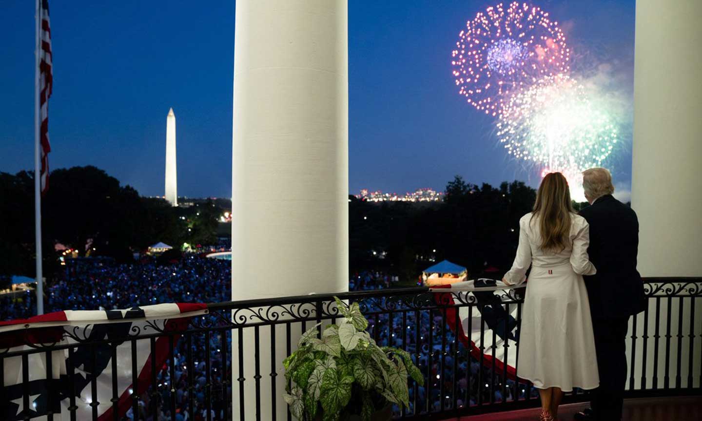 President Trump and First Lady Melania Trump and Crowd Watch D.C. Fireworks on the 4th of July 2025