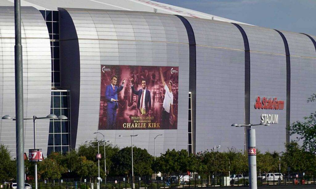 State Farm Stadium Charlie Kirk Sign